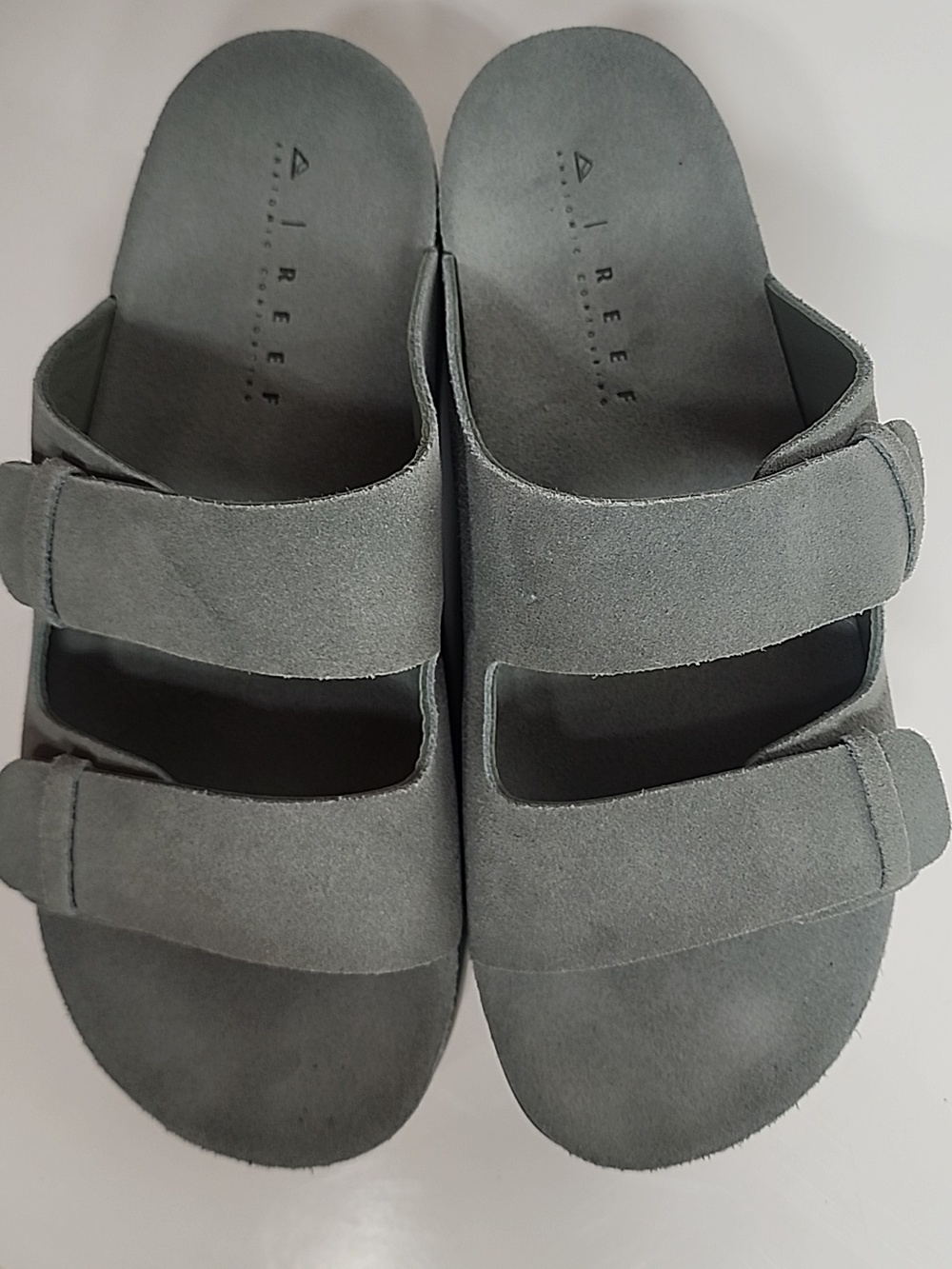 Reef Ojai Gigi Frosty Suede Double-Strap Slide Platform Sandals Sz11 US 42.5 EUR
